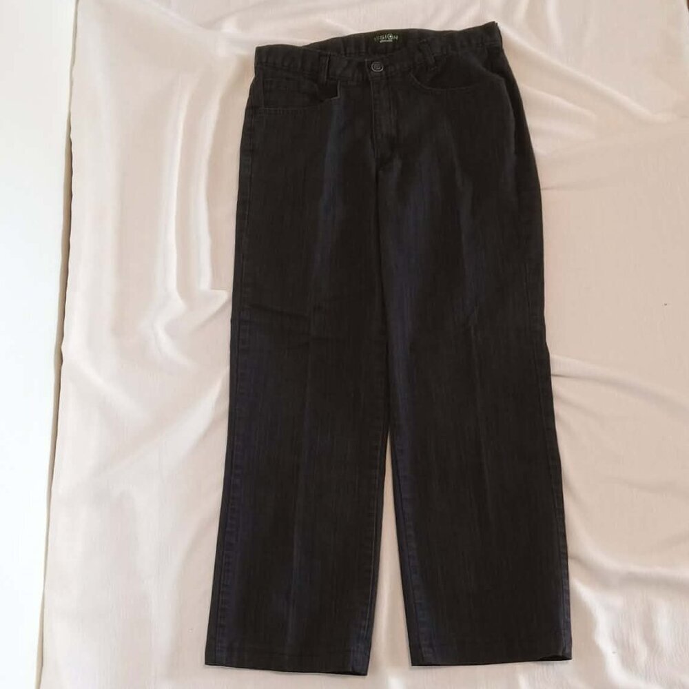 Vision Collection jeans style pants size 30 Black with fine lines